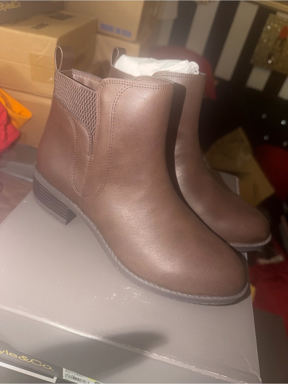 Style & Co. Brown Chelsea Ankle Boots